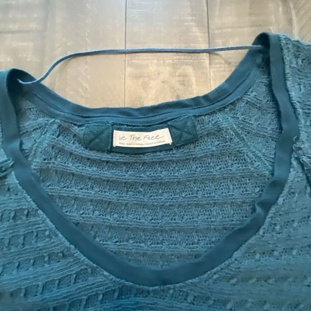Free People We The Free Teal‎ Thien's Hacci Sweater Top Size Small
